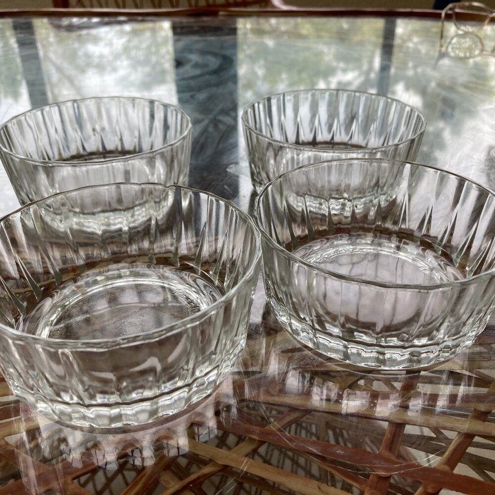 PASABAHCE GLASS DESERT BOWLS TURKEY 2:HX45/8 DIAMETER NO FLAWS